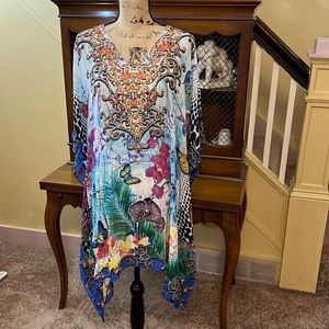 Honey & Beau OSFA Ko Samui Kaftan w/Butterfly Print.